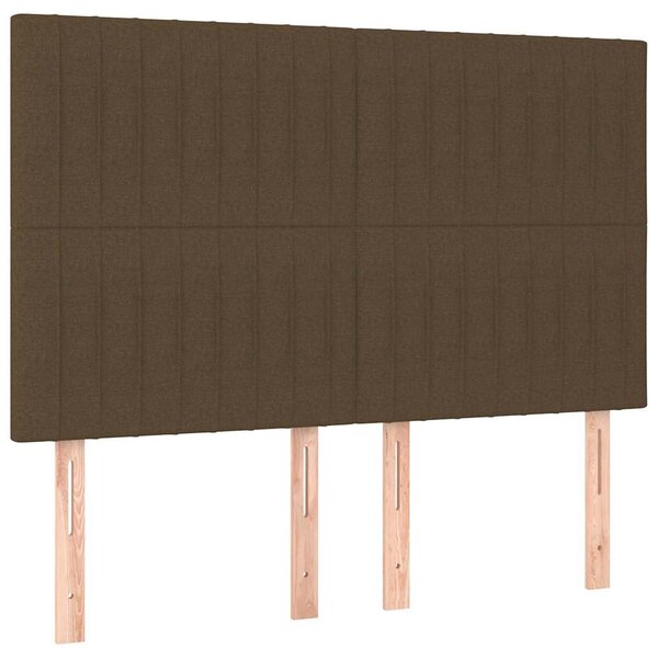Čelo postele tmavě hnědé 144x5x118/128 cm látkové 3116571