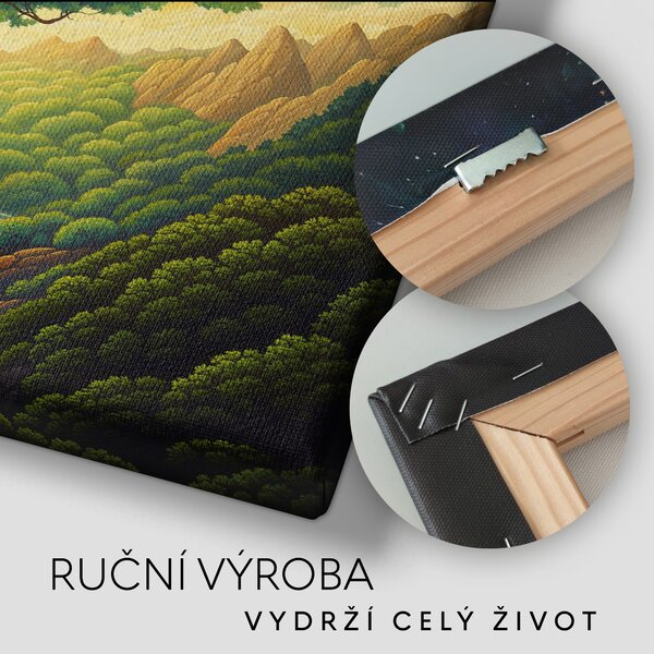 Obraz na plátně - Strom života s řekou FeelHappy.cz Velikost obrazu (šířka x výška): 40 x 40 cm