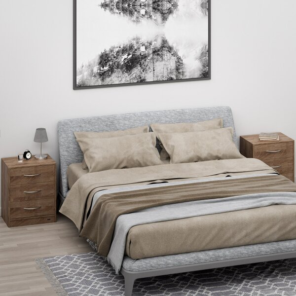 Sada 2 ks nočních stolků se šuplíky, dekor dub, 54 x 39 x 28 cm 109665