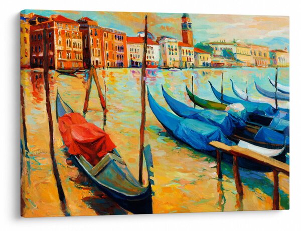 Obraz - Přístav v Benátkách (70x50 cm)