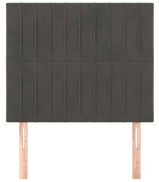 Čelo postele tmavě šedé 80x5x118/128 cm sametové 3116601
