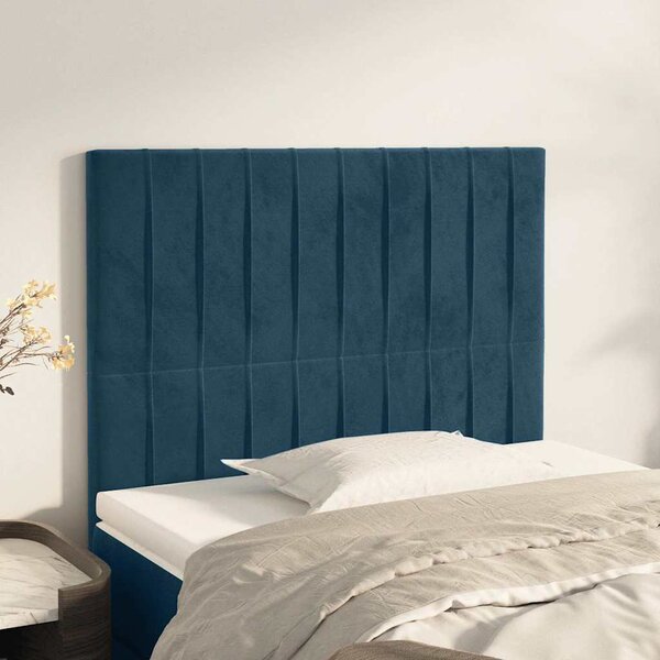 Čelo postele tmavě modré 90x5x118/128 cm sametové 3116610