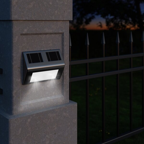 LED solární nástěnné osvětlení nerezové 101594