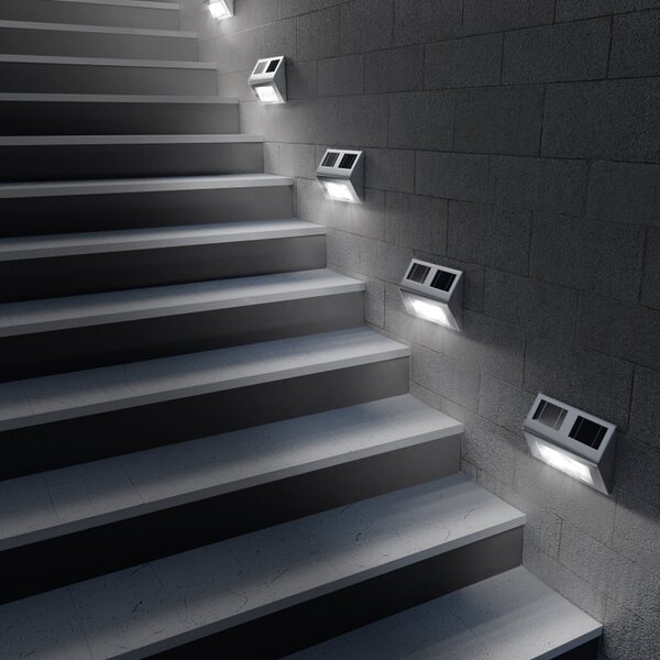 LED solární nástěnné osvětlení nerezové 101594