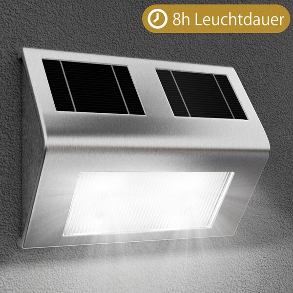 LED solární nástěnné osvětlení nerezové 101594