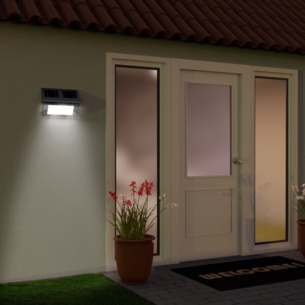 LED solární nástěnné osvětlení nerezové 101594