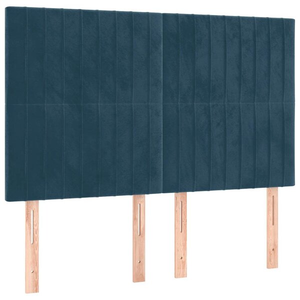 Čelo postele tmavě modré 144x5x118/128 cm sametové 3116622