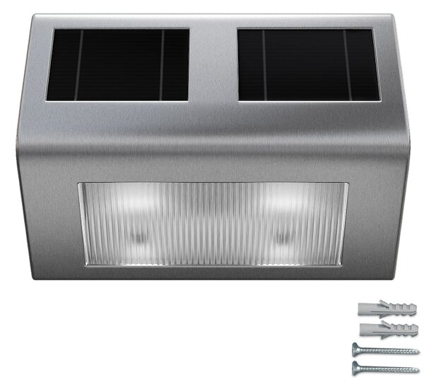 LED solární nástěnné osvětlení nerezové 101594