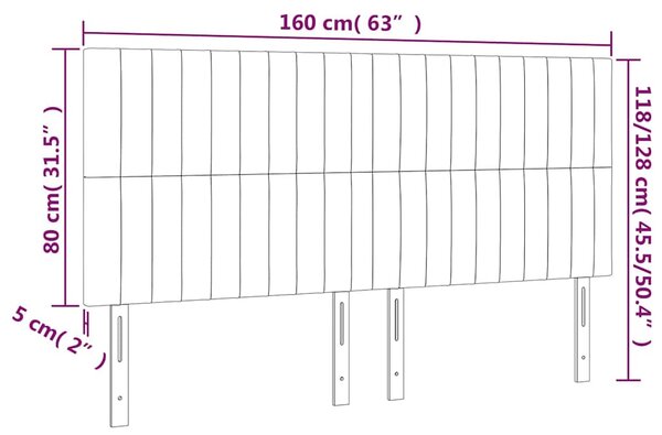 Čelo postele s LED tmavě šedé 160x5x118/128 cm samet 3122717
