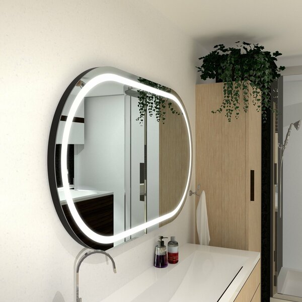 Koupelnové zrcadlo zaoblené PALERMO PREMIUM s LED osvětlením šířka: 60 cm, výška: 50 cm