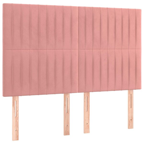 Čelo postele růžové 144x5x118/128 cm sametové 3116623
