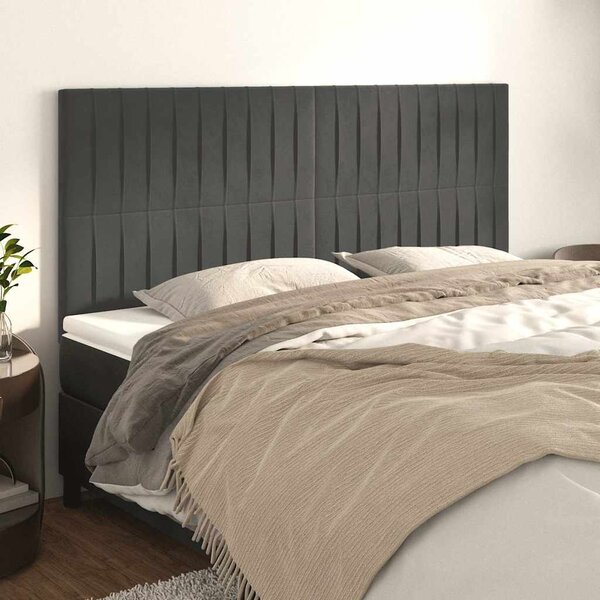Čelo postele tmavě šedé 160x5x118/128 cm sametové 3116625
