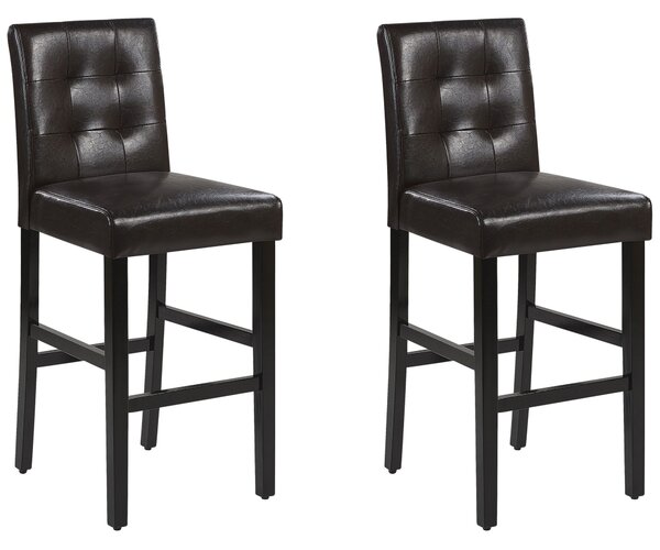 Sada 2 barových židlí z umělé kůže hnědé MADISON
