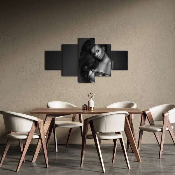 Obraz - Černobílý portrét svůdné ženy (125x70 cm)