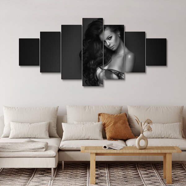 Obraz - Černobílý portrét svůdné ženy (210x100 cm)