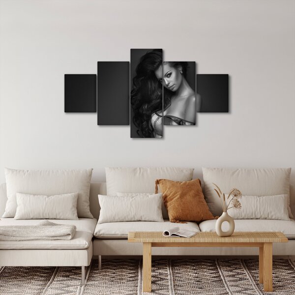Obraz - Černobílý portrét svůdné ženy (125x70 cm)