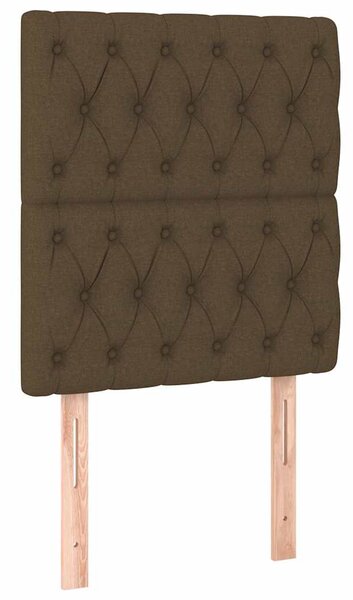 Čelo postele tmavě hnědé 80x7x118/128 cm látkové 3116645
