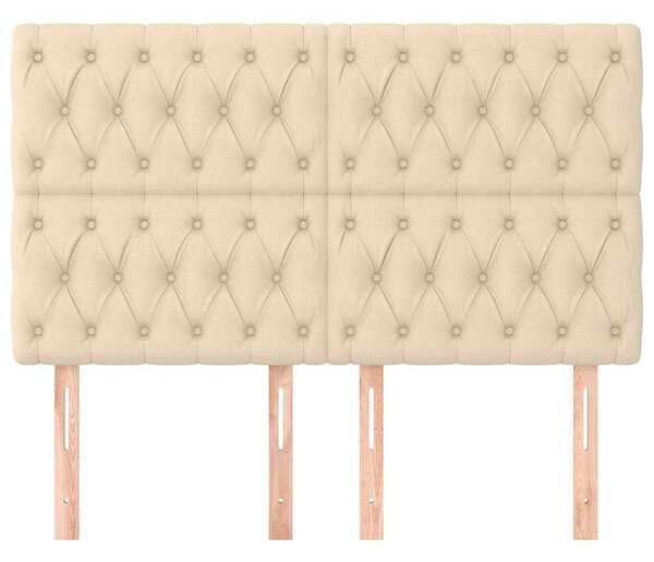 Čelo postele krémové 144x7x118/128 cm látkové 3116671