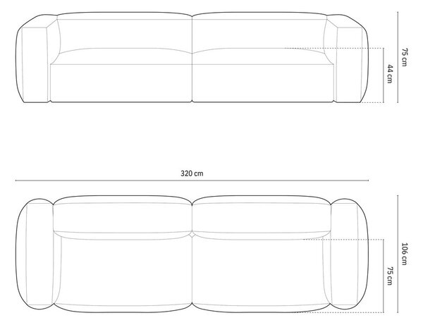 Černá modulární pohovka 320 cm Martina – Micadoni Home