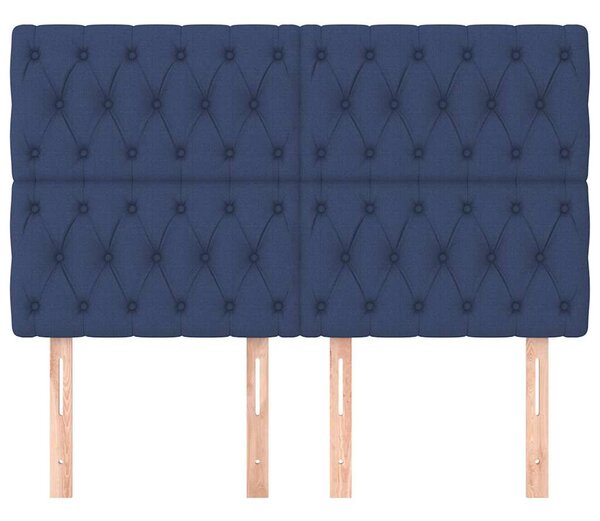Čelo postele modré 160x7x118/128 cm látkové 3116680