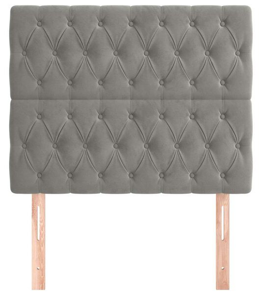 Čelo postele světle šedé 90x7x118/128 cm sametové 3116704