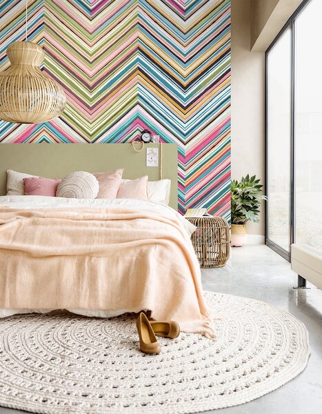 Geometrická obrazová tapeta, barevný cik cak vzor 377212, 186x280cm, Stripes+, Eijffinger