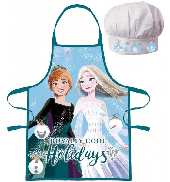 Vánoční zástěra s kuchařskou čepicí Ledové království - Frozen - 2 díly - pro děti 3 - 8 let