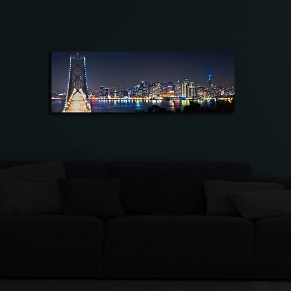 Wallity Obraz s LED osvětlením NOČNÍ MĚSTO 37 30 x 90 cm