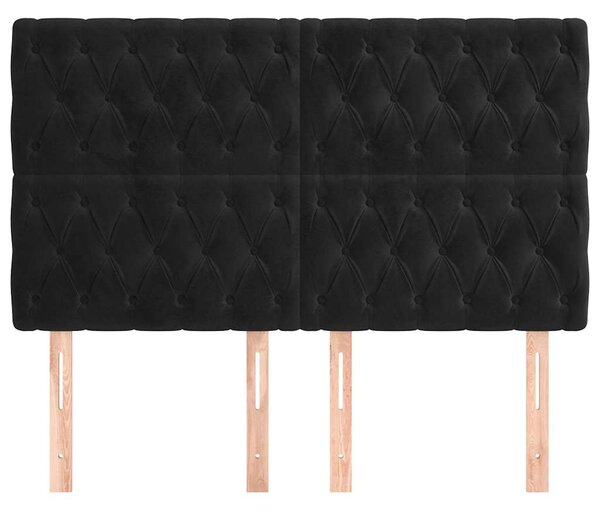Čelo postele černé 144x7x118/128 cm sametové 3116718