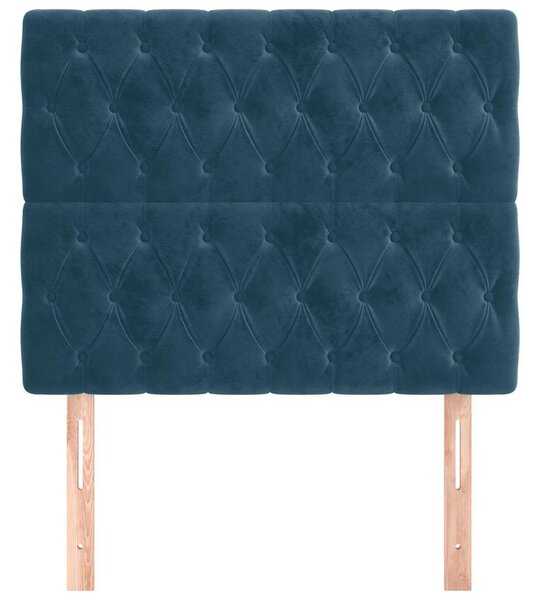 Čelo postele tmavě modré 100x7x118/128 cm sametové 3116714