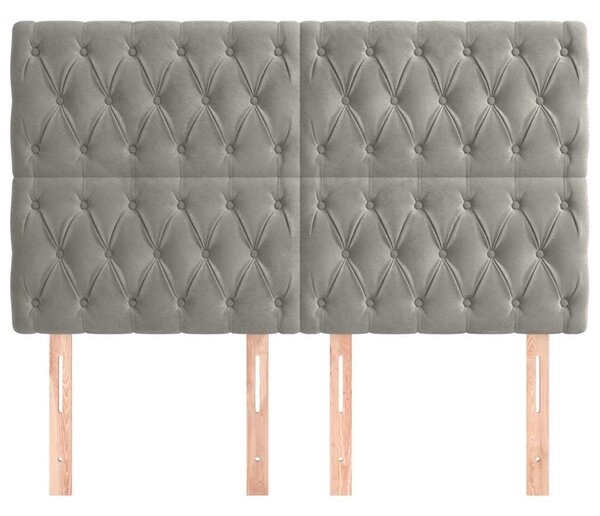 Čelo postele světle šedé 160x7x118/128 cm sametové 3116722