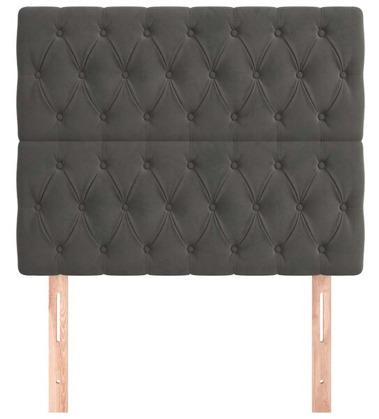 Čelo postele tmavě šedé 90x7x118/128 cm sametové 3116705