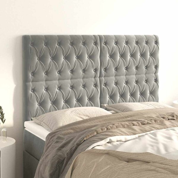 Čelo postele světle šedé 160x7x118/128 cm sametové 3116722