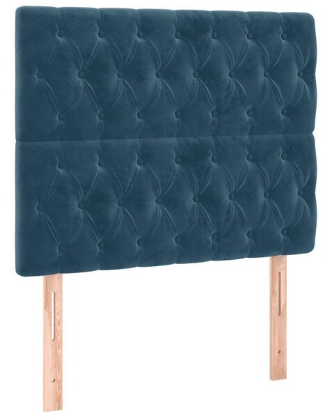 Čelo postele tmavě modré 100x7x118/128 cm sametové 3116714