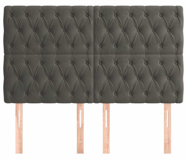 Čelo postele tmavě šedé 144x7x118/128 cm sametové 3116717