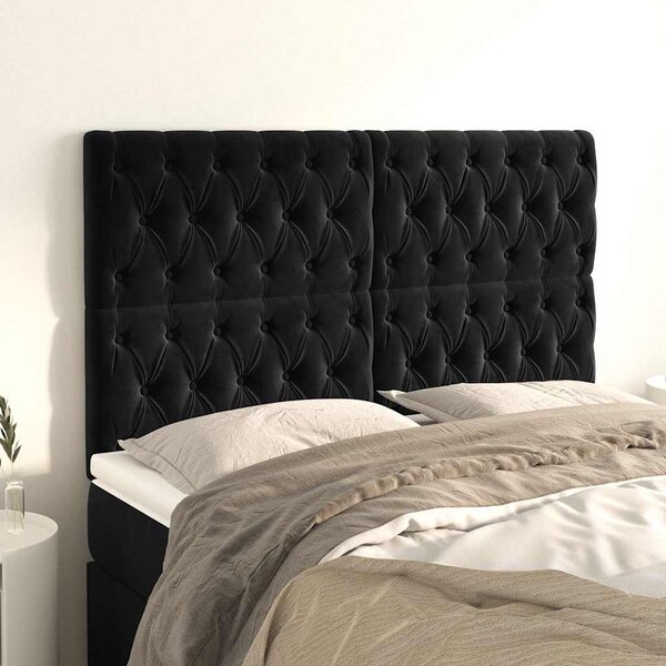 Čelo postele černé 144x7x118/128 cm sametové 3116718