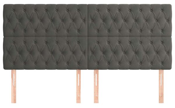 Čelo postele tmavě šedé 180x7x118/128 cm sametové 3116729