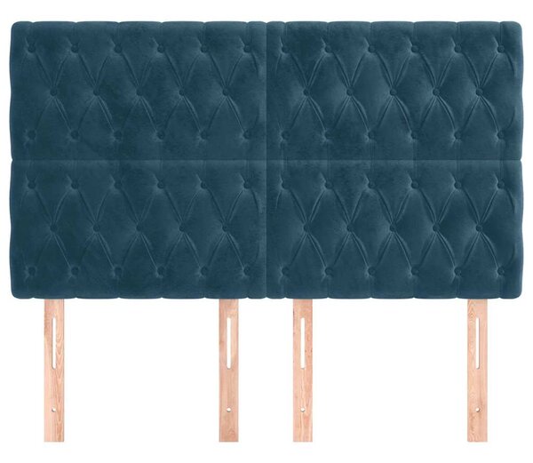 Čelo postele tmavě modré 160x7x118/128 cm sametové 3116726
