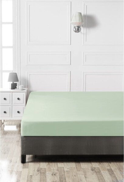 Světle zelené napínací bavlněné prostěradlo 140x200 cm – Mijolnir