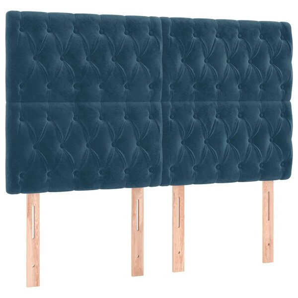 Čelo postele tmavě modré 160x7x118/128 cm sametové 3116726