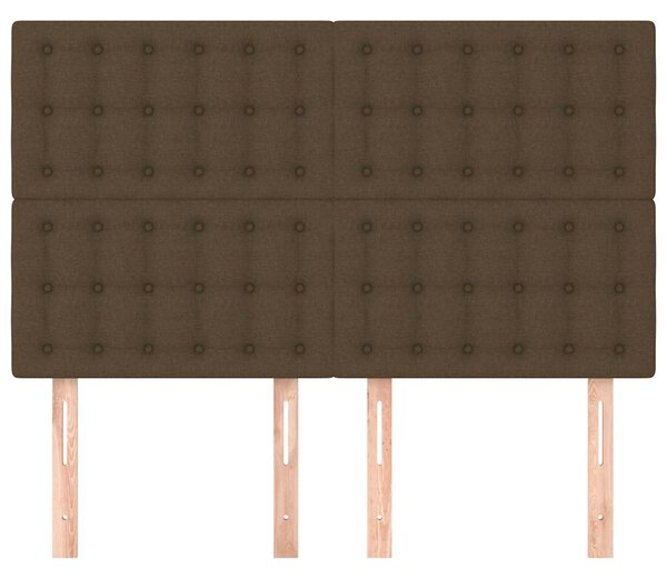 Čelo postele tmavě hnědé 144x5x118/128 cm látkové 3116767