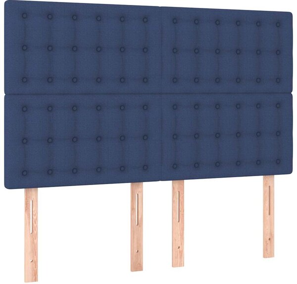 Čelo postele modré 144x5x118/128 cm látkové 3116770