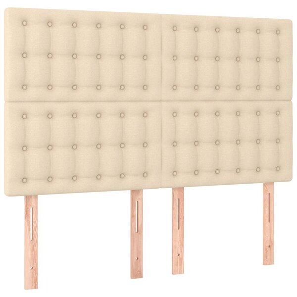 Čelo postele krémové 144x5x118/128 cm látkové 3116769