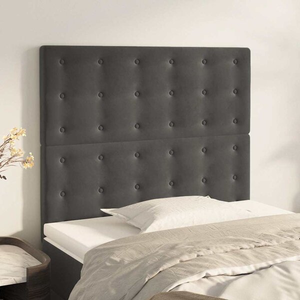 Čelo postele tmavě šedé 90x5x118/128 cm sametové 3116803