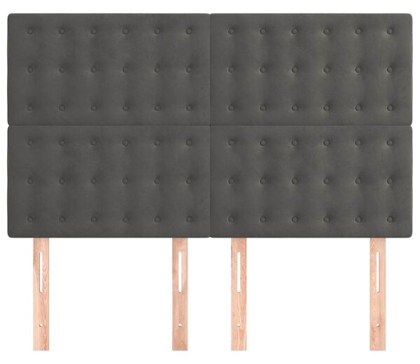 Čelo postele tmavě šedé 144x5x118/128 cm sametové 3116815