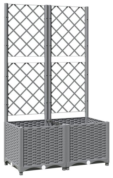 Zahradní truhlík s treláží světle šedý 80 x 40 x 136 cm PP 153272