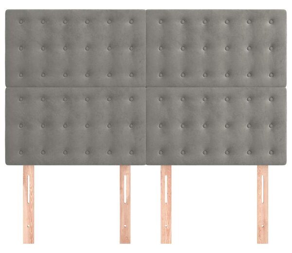 Čelo postele světle šedé 144x5x118/128 cm sametové 3116814