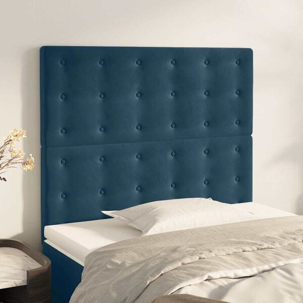 Čelo postele tmavě modré 90x5x118/128 cm sametové 3116806