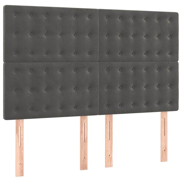 Čelo postele tmavě šedé 144x5x118/128 cm sametové 3116815