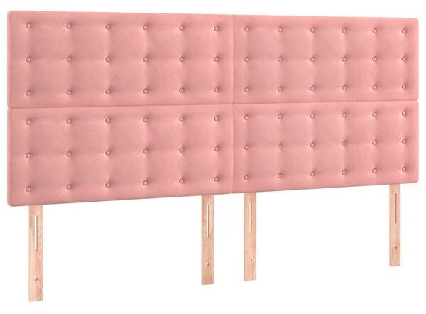 Čelo postele růžové 160x5x118/128 cm sametové 3116825